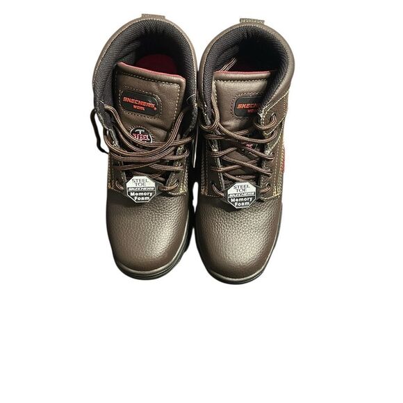 Skechers Men\'s Dark Brown Safety Steel Toe Leather Boots(Size 7.5) main image 8
